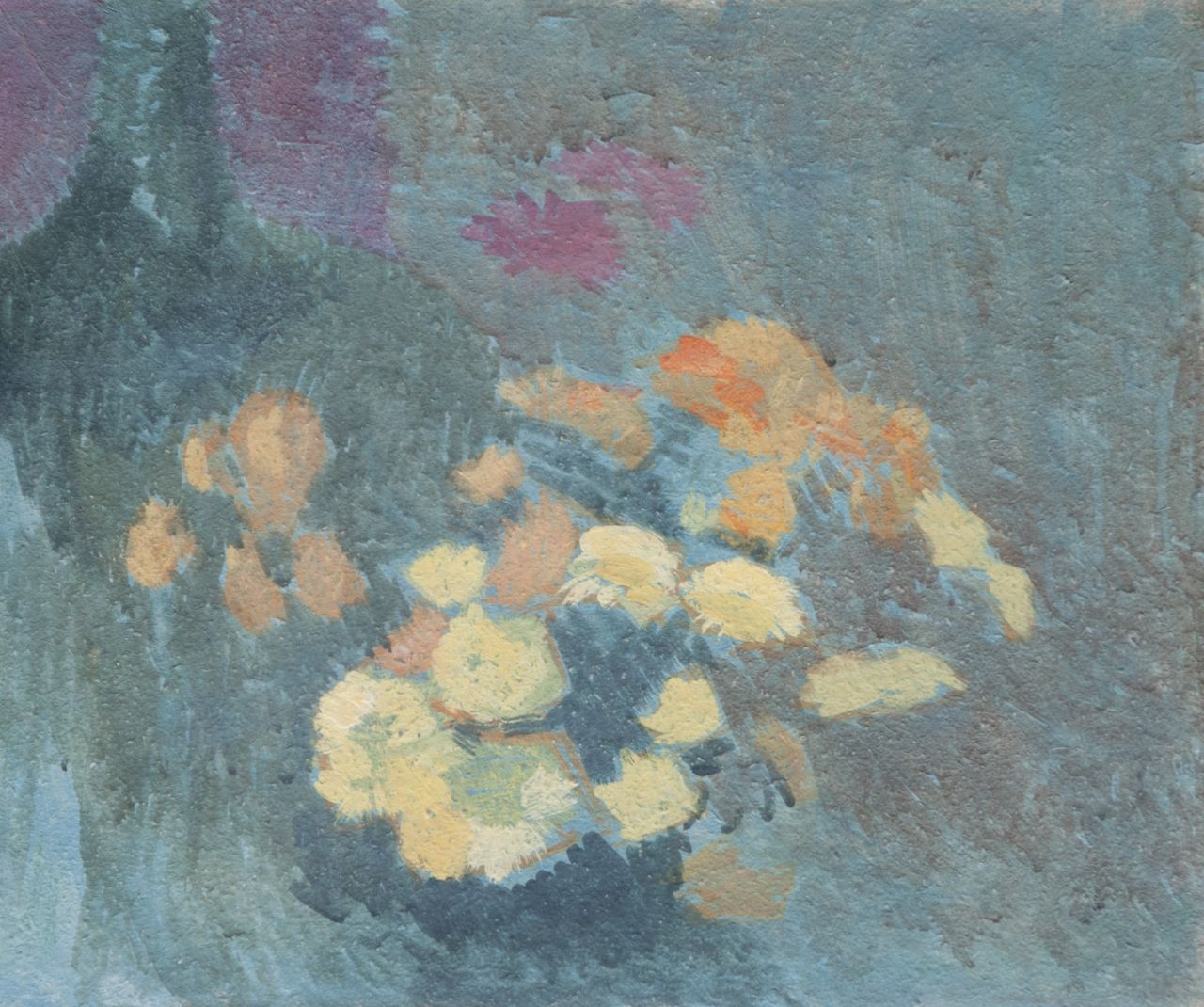 Sys M. | Maurice Sys | Aquarellen en tekeningen te koop aangeboden | Stilleven van gele en oranje bloemen, gouache op board 40,8 x 50,5 cm Sys M. | Maurice Sys | Aquarellen en tekeningen te koop aangeboden | Stilleven van gele en oranje bloemen, gouache op board 40,8 x 50,5 cm
