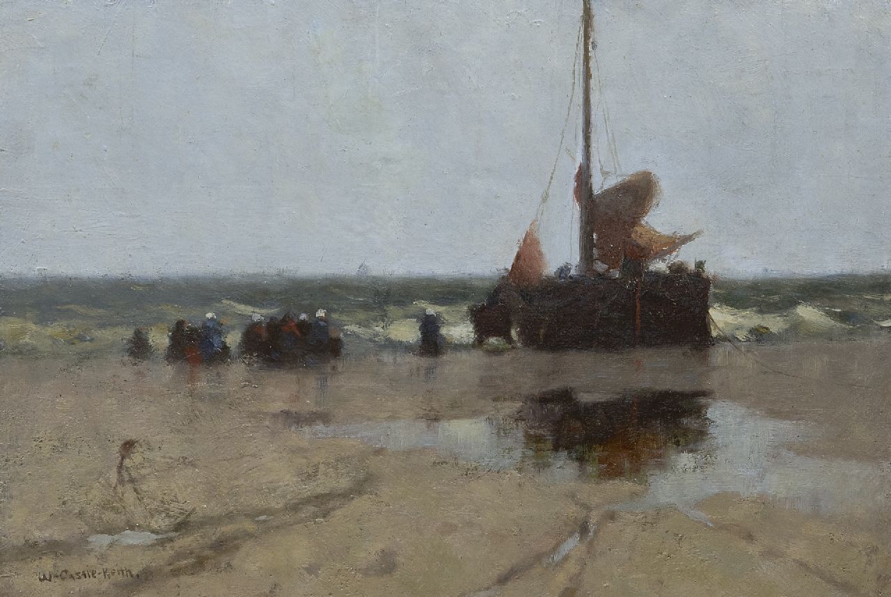 Castle Keith W.  | Walter Castle Keith, Bomschuit op het strand van Katwijk, olieverf op doek op board 26,5 x 38,7 cm, gesigneerd linksonder