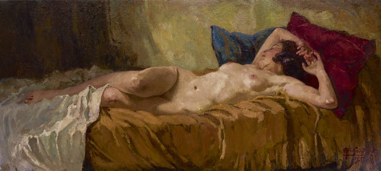 Graafland R.A.A.J.  | Robert Archibald Antonius Joan 'Rob' Graafland, Liggend naakt, olieverf op doek 74,4 x 162,5 cm, gesigneerd rechtsonder en gedateerd 1935