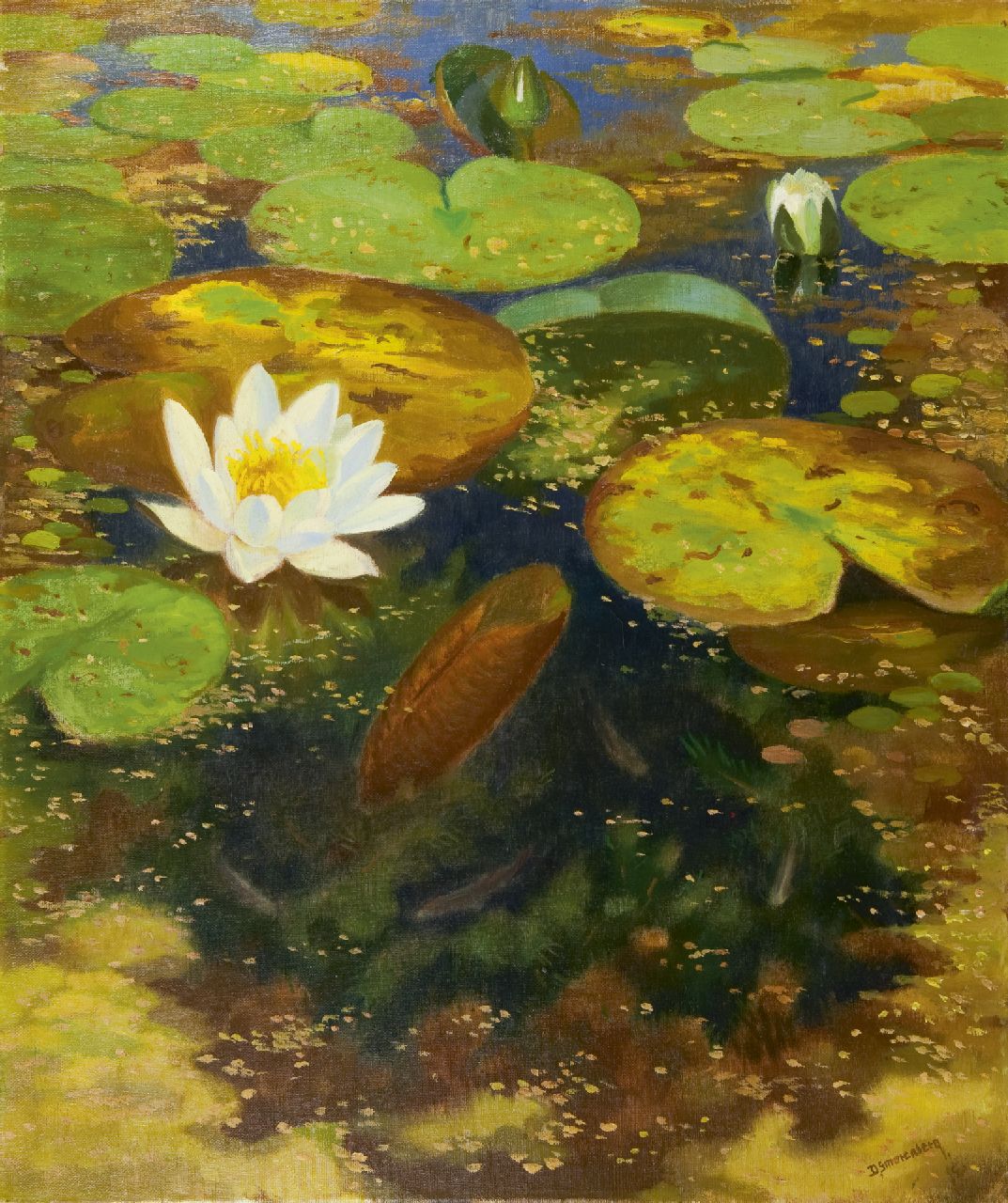 Smorenberg D. | Dirk Smorenberg, Waterlelies, olieverf op doek 59,7 x 50,3 cm, gesigneerd rechtsonder en gedateerd '47 Smorenberg D. | Dirk Smorenberg, Waterlelies, olieverf op doek 59,7 x 50,3 cm, gesigneerd rechtsonder en gedateerd '47