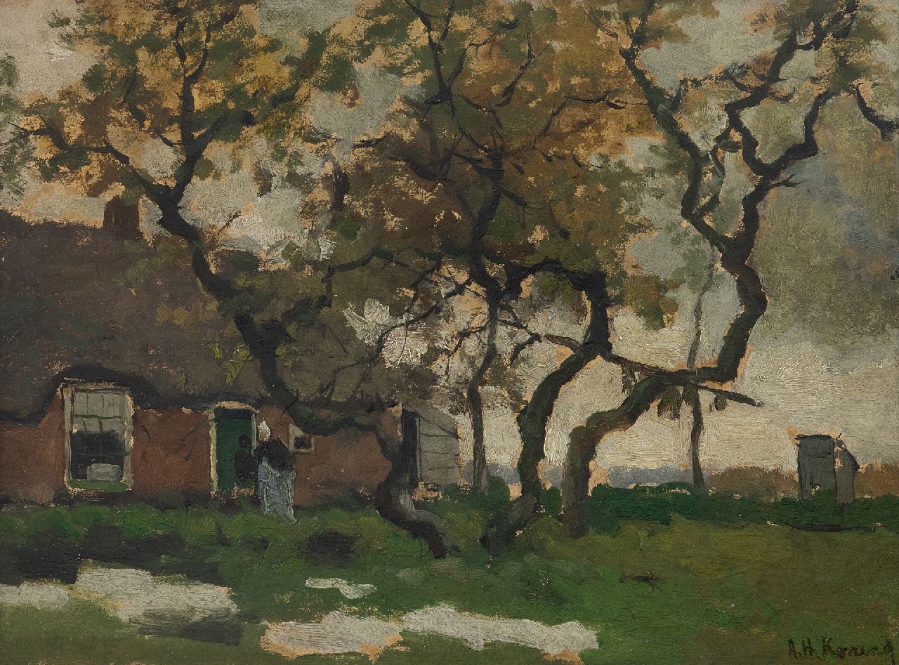 Koning A.H. | 'Arnold' Hendrik Koning | Schilderijen te koop aangeboden | Boerenerf, olieverf op paneel 31,4 x 41,7 cm, gesigneerd rechtsonder Koning A.H. | 'Arnold' Hendrik Koning | Schilderijen te koop aangeboden | Boerenerf, olieverf op paneel 31,4 x 41,7 cm, gesigneerd rechtsonder