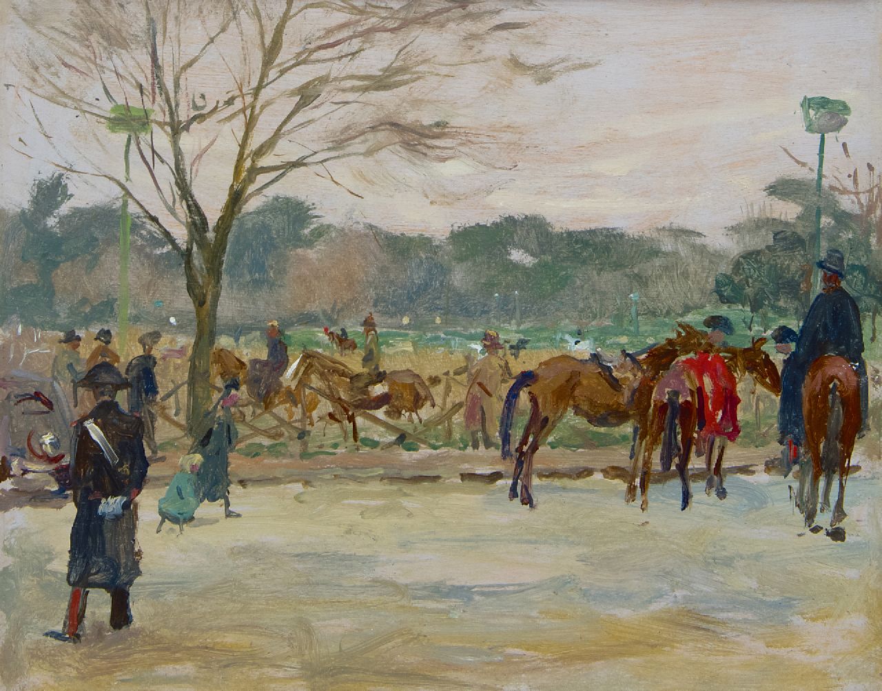 Wolter H.J. | Hendrik Jan 'Henk' Wolter | Schilderijen te koop aangeboden | Galoppatoio, Villa Borghese, Rome, olieverf op board 21,2 x 26,5 cm, gesigneerd verso Wolter H.J. | Hendrik Jan 'Henk' Wolter | Schilderijen te koop aangeboden | Galoppatoio, Villa Borghese, Rome, olieverf op board 21,2 x 26,5 cm, gesigneerd verso
