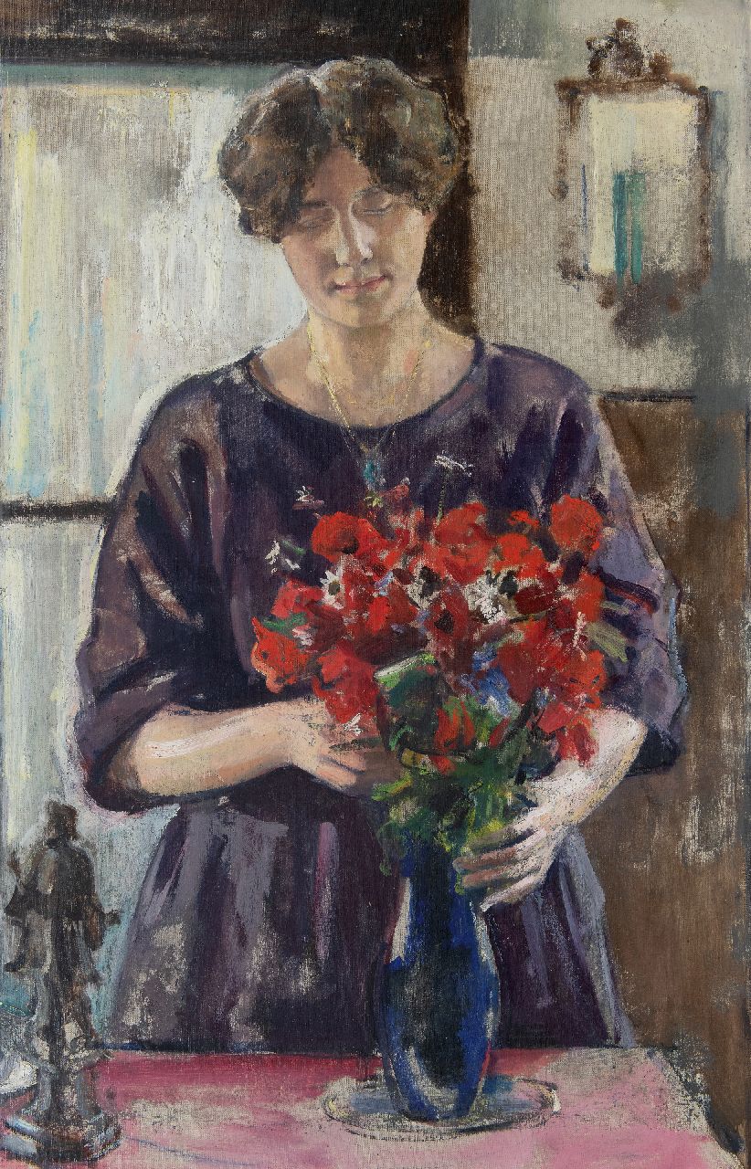 Rimböck M. | Max Rimböck, Klaprozen schikken, olieverf op doek 103,5 x 67,1 cm, gesigneerd linksonder en gedateerd '34 Rimböck M. | Max Rimböck, Klaprozen schikken, olieverf op doek 103,5 x 67,1 cm, gesigneerd linksonder en gedateerd '34