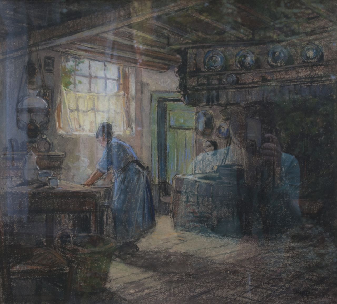 Viegers B.P. | Bernardus Petrus 'Ben' Viegers, Veluws boereninterieur, pastel op papier 56,0 x 63,8 cm, gesigneerd rechtsonder Viegers B.P. | Bernardus Petrus 'Ben' Viegers, Veluws boereninterieur, pastel op papier 56,0 x 63,8 cm, gesigneerd rechtsonder