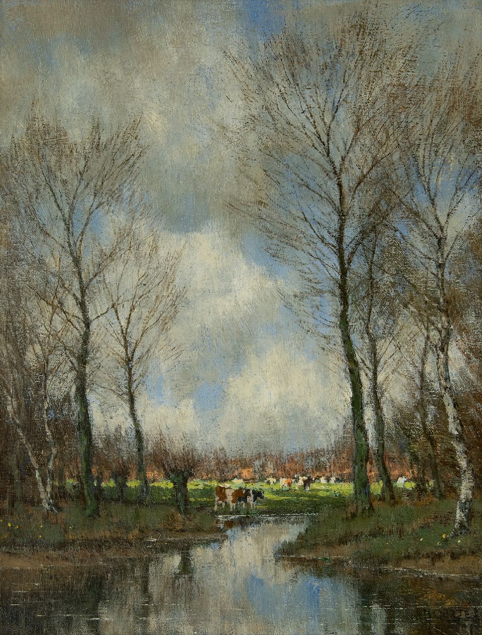 Gorter A.M. | 'Arnold' Marc Gorter | Schilderijen te koop aangeboden | Koeien bij de Vordense Beek, olieverf op doek 42,2 x 32,6 cm, gesigneerd rechtsonder (dubbel) Gorter A.M. | 'Arnold' Marc Gorter | Schilderijen te koop aangeboden | Koeien bij de Vordense Beek, olieverf op doek 42,2 x 32,6 cm, gesigneerd rechtsonder (dubbel)