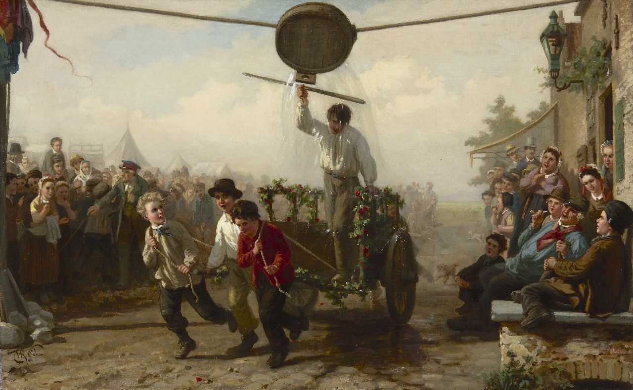 Seben H. van | Henri van Seben, Ringrijden op de voorjaarskermis, olieverf op doek 56,7 x 91,0 cm, gesigneerd linksonder