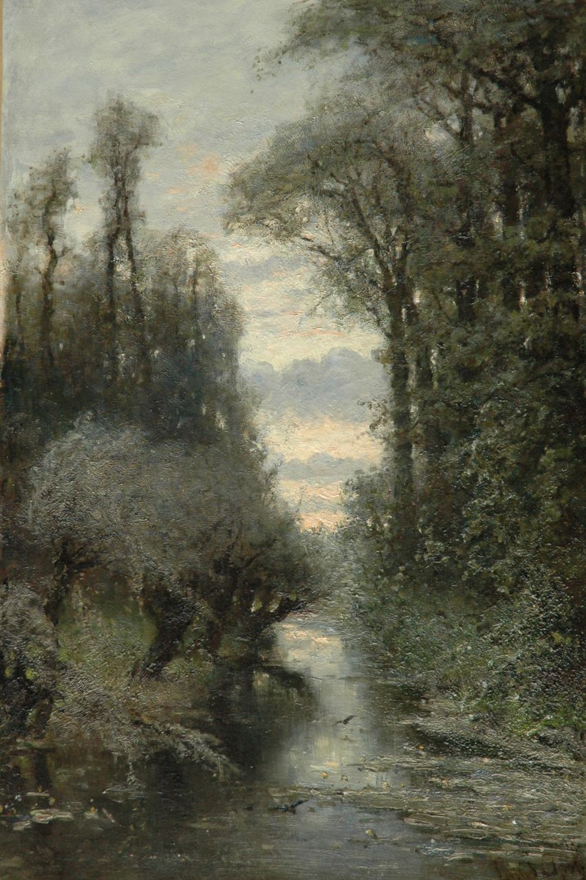 Apol L.F.H. | Lodewijk Franciscus Hendrik 'Louis' Apol, Boskreek bij zonsondergang, olieverf op doek 90,5 x 60,1 cm, gesigneerd rechtsonder Apol L.F.H. | Lodewijk Franciscus Hendrik 'Louis' Apol, Boskreek bij zonsondergang, olieverf op doek 90,5 x 60,1 cm, gesigneerd rechtsonder