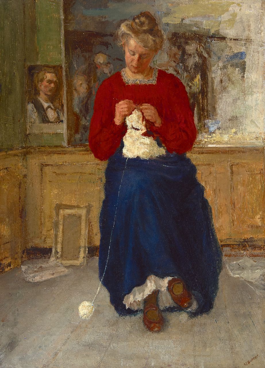 Butter M.  | Mijndert 'Meindert' Butter | Schilderijen te koop aangeboden | In het atelier, olieverf op doek 68,9 x 50,5 cm, gesigneerd rechtsonder