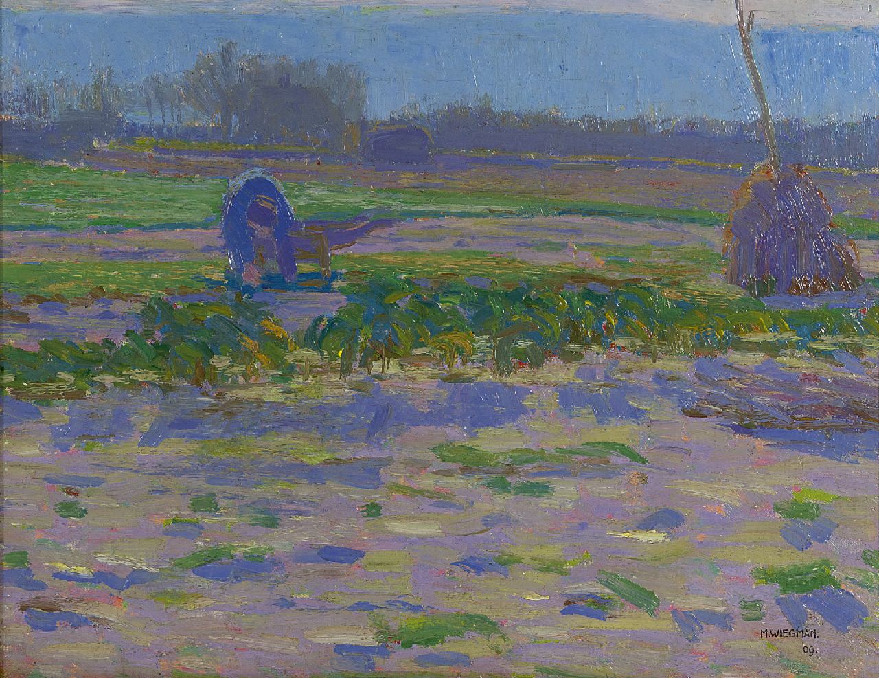 Wiegman M.J.M. | Mattheus Johannes Marie 'Matthieu' Wiegman, Boer op het veld, olieverf op doek 32,3 x 41,6 cm, gesigneerd rechtsonder en gedateerd '09 Wiegman M.J.M. | Mattheus Johannes Marie 'Matthieu' Wiegman, Boer op het veld, olieverf op doek 32,3 x 41,6 cm, gesigneerd rechtsonder en gedateerd '09