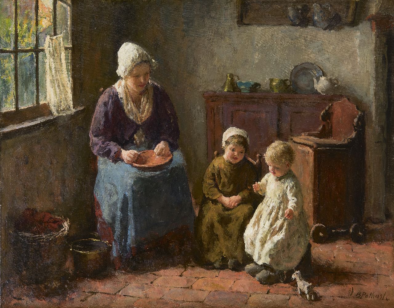 Pothast B.J.C.  | 'Bernard' Jean Corneille Pothast | Schilderijen te koop aangeboden | Moedergeluk, olieverf op doek 40,0 x 50,0 cm, gesigneerd rechtsonder