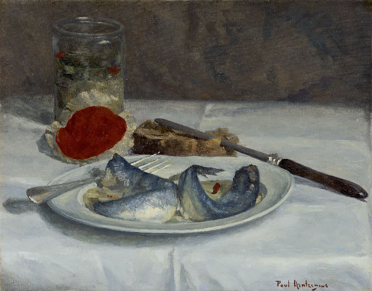 Arntzenius P. | Paul Arntzenius, Stilleven met haringen, olieverf op doek 31,4 x 39,2 cm, gesigneerd rechtsonder Arntzenius P. | Paul Arntzenius, Stilleven met haringen, olieverf op doek 31,4 x 39,2 cm, gesigneerd rechtsonder