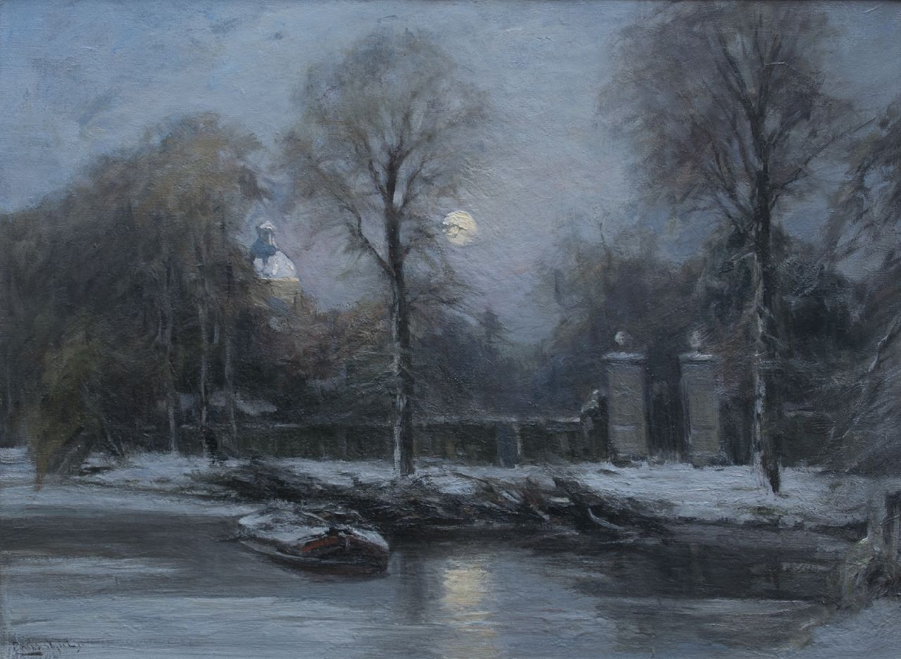 Apol L.F.H. | Lodewijk Franciscus Hendrik 'Louis' Apol, De achterzijde van Huis ten Bosch in de sneeuw, olieverf op doek 55,3 x 76,3 cm, gesigneerd linksonder Apol L.F.H. | Lodewijk Franciscus Hendrik 'Louis' Apol, De achterzijde van Huis ten Bosch in de sneeuw, olieverf op doek 55,3 x 76,3 cm, gesigneerd linksonder
