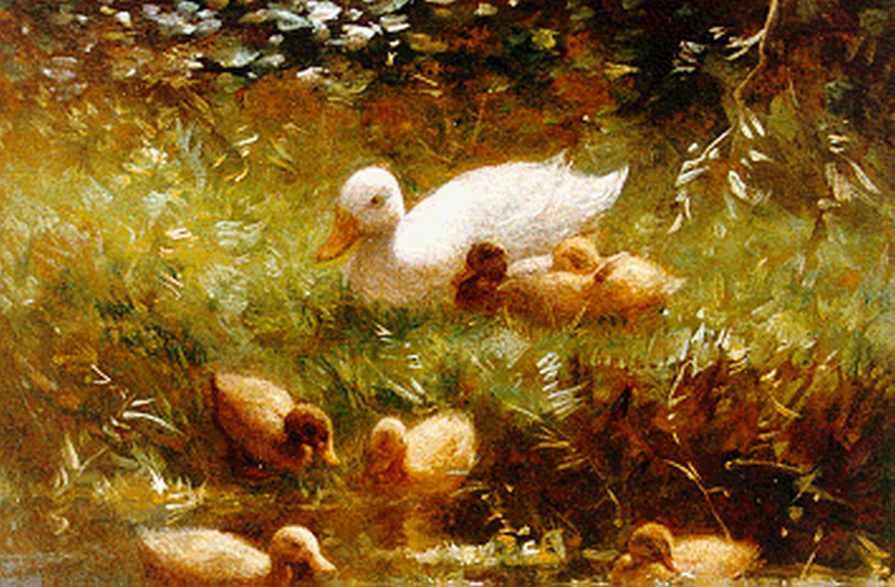 Artz C.D.L. | 'Constant' David Ludovic Artz, Eenden in een om de sloot, olieverf op paneel 18,1 x 24,0 cm, gesigneerd linksonder Artz C.D.L. | 'Constant' David Ludovic Artz, Eenden in een om de sloot, olieverf op paneel 18,1 x 24,0 cm, gesigneerd linksonder