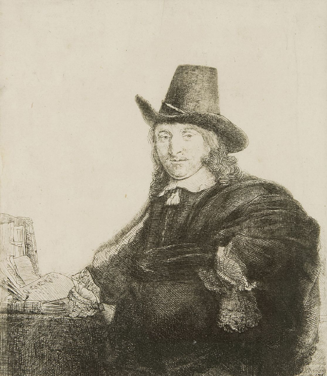 Rembrandt (Rembrandt Harmensz. van Rijn) | Rembrandt (Rembrandt Harmensz. van Rijn), De schilder Jan Asselijn, bijgenaamd 'Krabbetje', ets 19,2 x 16,4 cm, gesigneerd rechtsonder in de plaat Rembrandt (Rembrandt Harmensz. van Rijn) | Rembrandt (Rembrandt Harmensz. van Rijn), De schilder Jan Asselijn, bijgenaamd 'Krabbetje', ets 19,2 x 16,4 cm, gesigneerd rechtsonder in de plaat