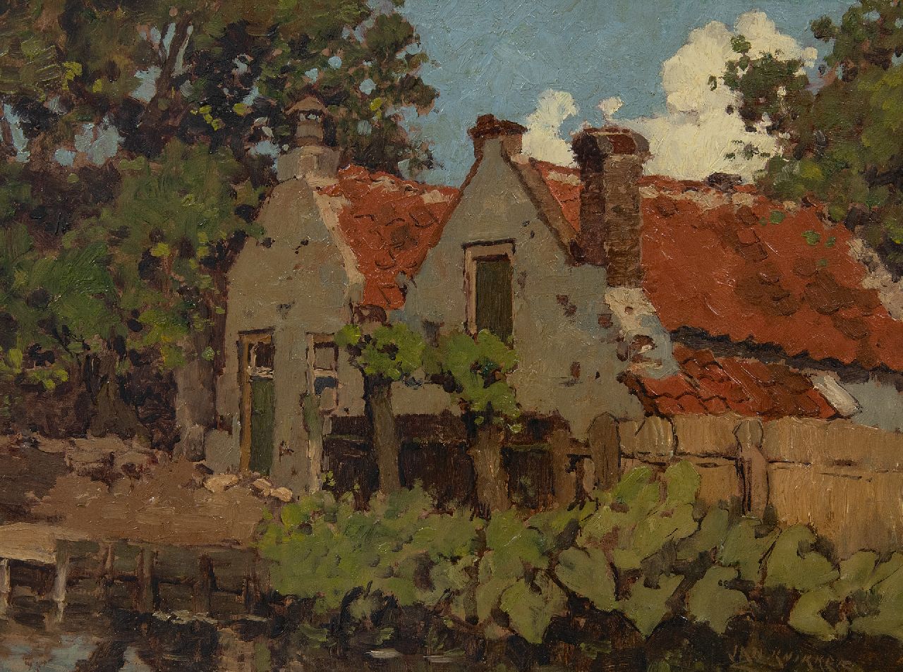Knikker sr. J.S. | 'Jan' Simon Knikker sr. | Schilderijen te koop aangeboden | Huisjes aan het water, olieverf op paneel 26,3 x 36,8 cm, gesigneerd rechtsonder en zonder lijst Knikker sr. J.S. | 'Jan' Simon Knikker sr. | Schilderijen te koop aangeboden | Huisjes aan het water, olieverf op paneel 26,3 x 36,8 cm, gesigneerd rechtsonder en zonder lijst