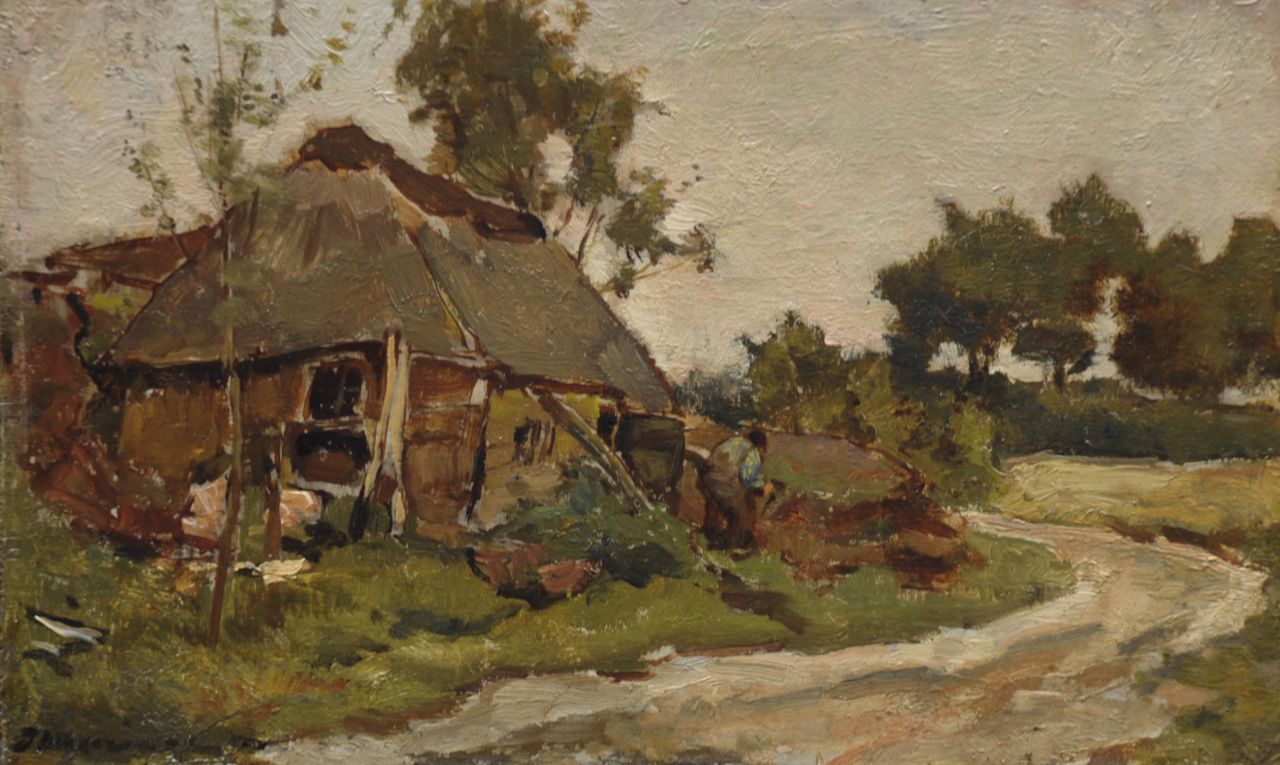 Akkeringa J.E.H. | 'Johannes Evert' Hendrik Akkeringa, Landschap te Heeze, olieverf op papier op paneel 15,8 x 26,2 cm, gesigneerd linksonder Akkeringa J.E.H. | 'Johannes Evert' Hendrik Akkeringa, Landschap te Heeze, olieverf op papier op paneel 15,8 x 26,2 cm, gesigneerd linksonder