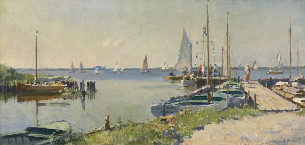 Vreedenburgh C. | Cornelis Vreedenburgh, Een zonnige dag aan de Loosdrechtse Plassen, olieverf op doek 36,3 x 74,8 cm, gesigneerd rechtsonder en gedateerd 1933 Vreedenburgh C. | Cornelis Vreedenburgh, Een zonnige dag aan de Loosdrechtse Plassen, olieverf op doek 36,3 x 74,8 cm, gesigneerd rechtsonder en gedateerd 1933