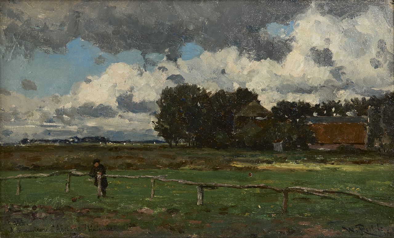 Roelofs W. | Willem Roelofs, Aux environs d'Abcoude, olieverf op doek op paneel 26,7 x 43,8 cm, gesigneerd rechtsonder en verso gedateerd 1881 Roelofs W. | Willem Roelofs, Aux environs d'Abcoude, olieverf op doek op paneel 26,7 x 43,8 cm, gesigneerd rechtsonder en verso gedateerd 1881