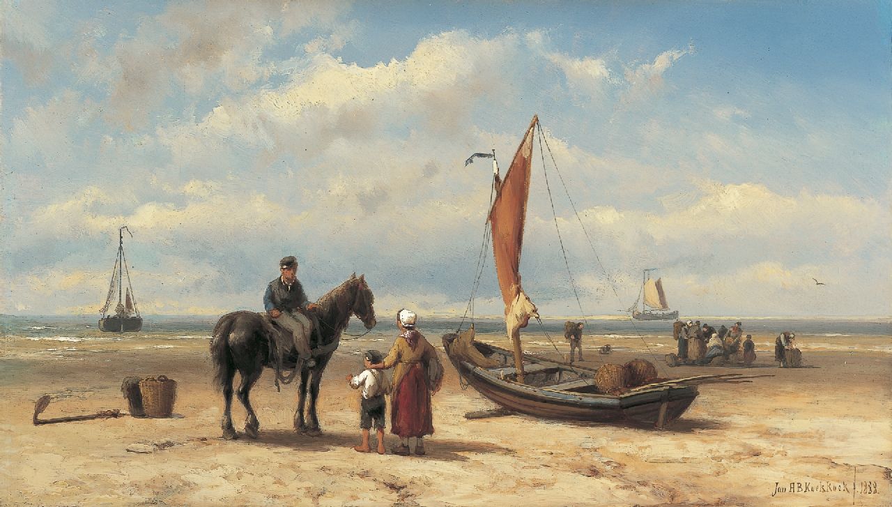 Koekkoek J.H.B. | Johannes Hermanus Barend 'Jan H.B.' Koekkoek, Na de vangst, olieverf op paneel 24,1 x 42,1 cm, gesigneerd rechtsonder en gedateerd 1888 Koekkoek J.H.B. | Johannes Hermanus Barend 'Jan H.B.' Koekkoek, Na de vangst, olieverf op paneel 24,1 x 42,1 cm, gesigneerd rechtsonder en gedateerd 1888