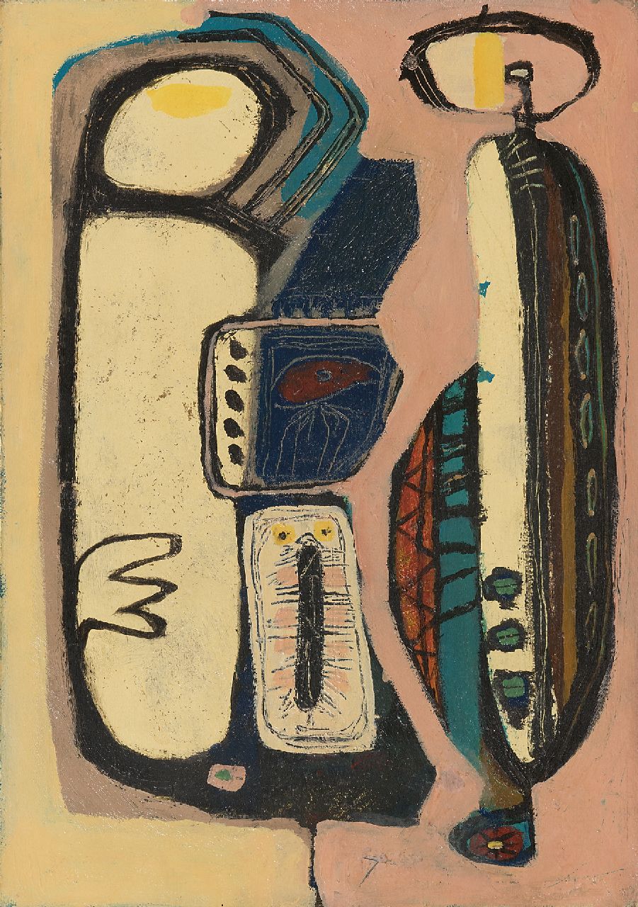 Rooskens J.A.  | Joseph Antoon 'Anton' Rooskens | Schilderijen te koop aangeboden | Compositie, olieverf op board 49,6 x 35,2 cm, te dateren midden jaren 50