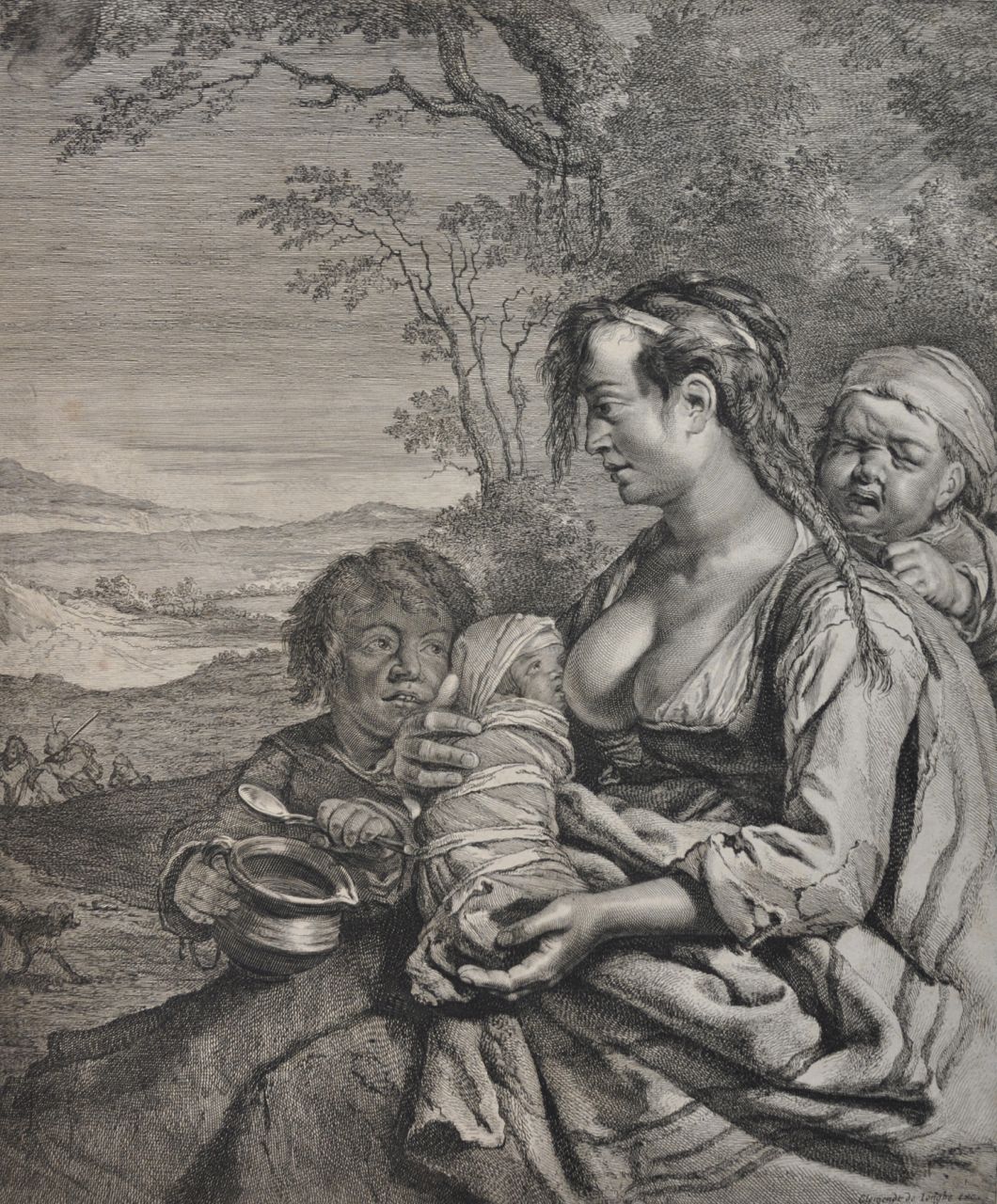 Visscher II C. | Cornelis Visscher II, Heidin, ets en gravure 37,1 x 31,0 cm, gesigneerd m.b. in de plaat Visscher II C. | Cornelis Visscher II, Heidin, ets en gravure 37,1 x 31,0 cm, gesigneerd m.b. in de plaat