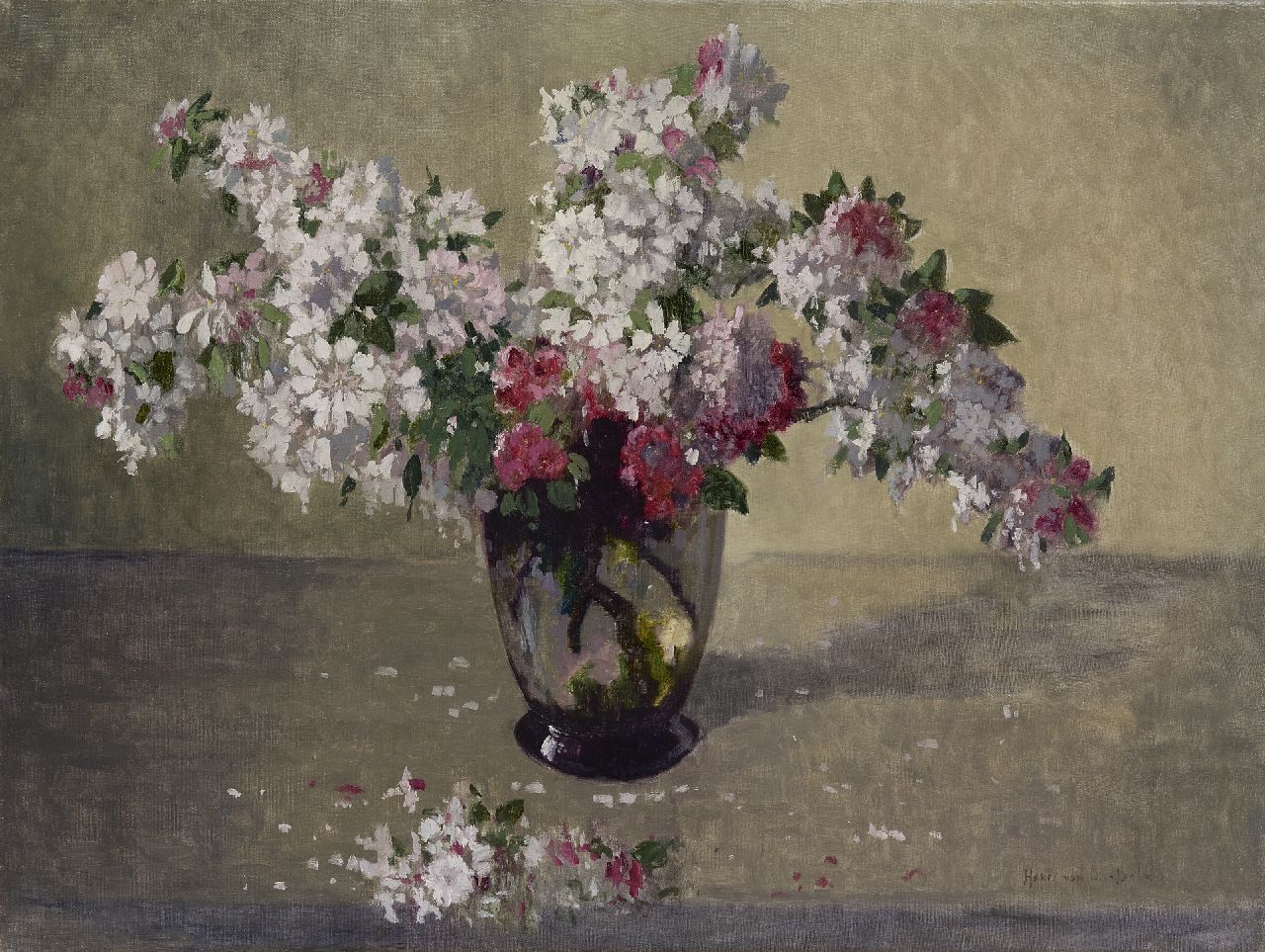 Henri van Os-Delhez | Appelbloesem, olieverf op doek, 59,9 x 79,8 cm, gesigneerd r.o. en zonder lijst Henri van Os-Delhez | Appelbloesem, olieverf op doek, 59,9 x 79,8 cm, gesigneerd r.o. en zonder lijst