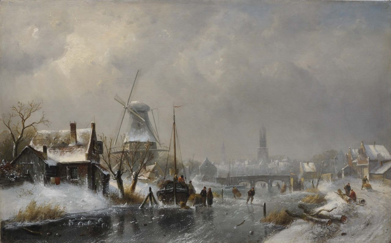 Leickert C.H.J.  | 'Charles' Henri Joseph Leickert, Wintergezicht, olieverf op doek 72,0 x 117,0 cm, gesigneerd linksonder en gedateerd '93