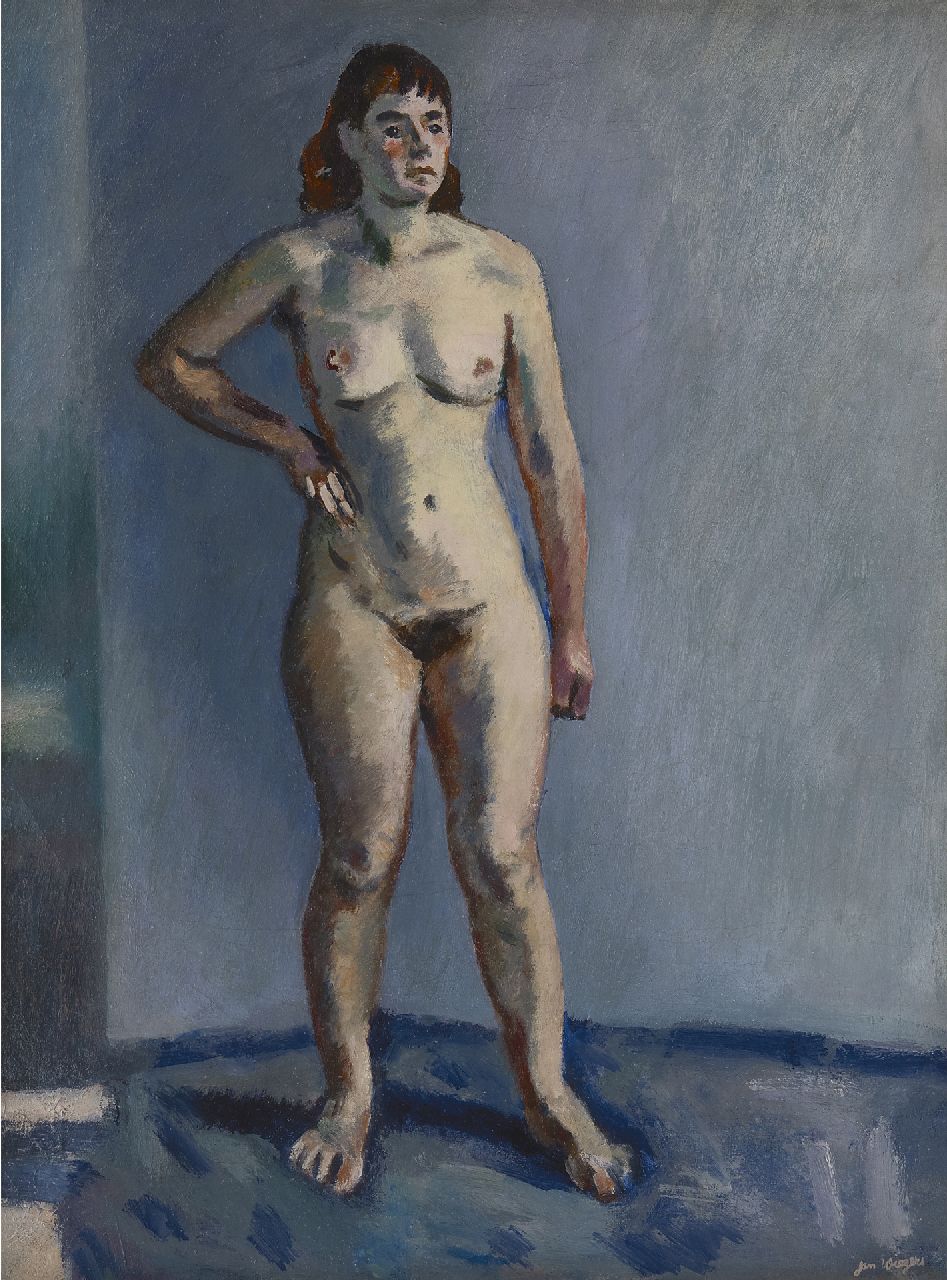 Wiegers J. | Jan Wiegers | Schilderijen te koop aangeboden | Staand naakt, olieverf op doek 61,3 x 46,3 cm, gesigneerd rechtsonder en te dateren jaren 40 Wiegers J. | Jan Wiegers | Schilderijen te koop aangeboden | Staand naakt, olieverf op doek 61,3 x 46,3 cm, gesigneerd rechtsonder en te dateren jaren 40