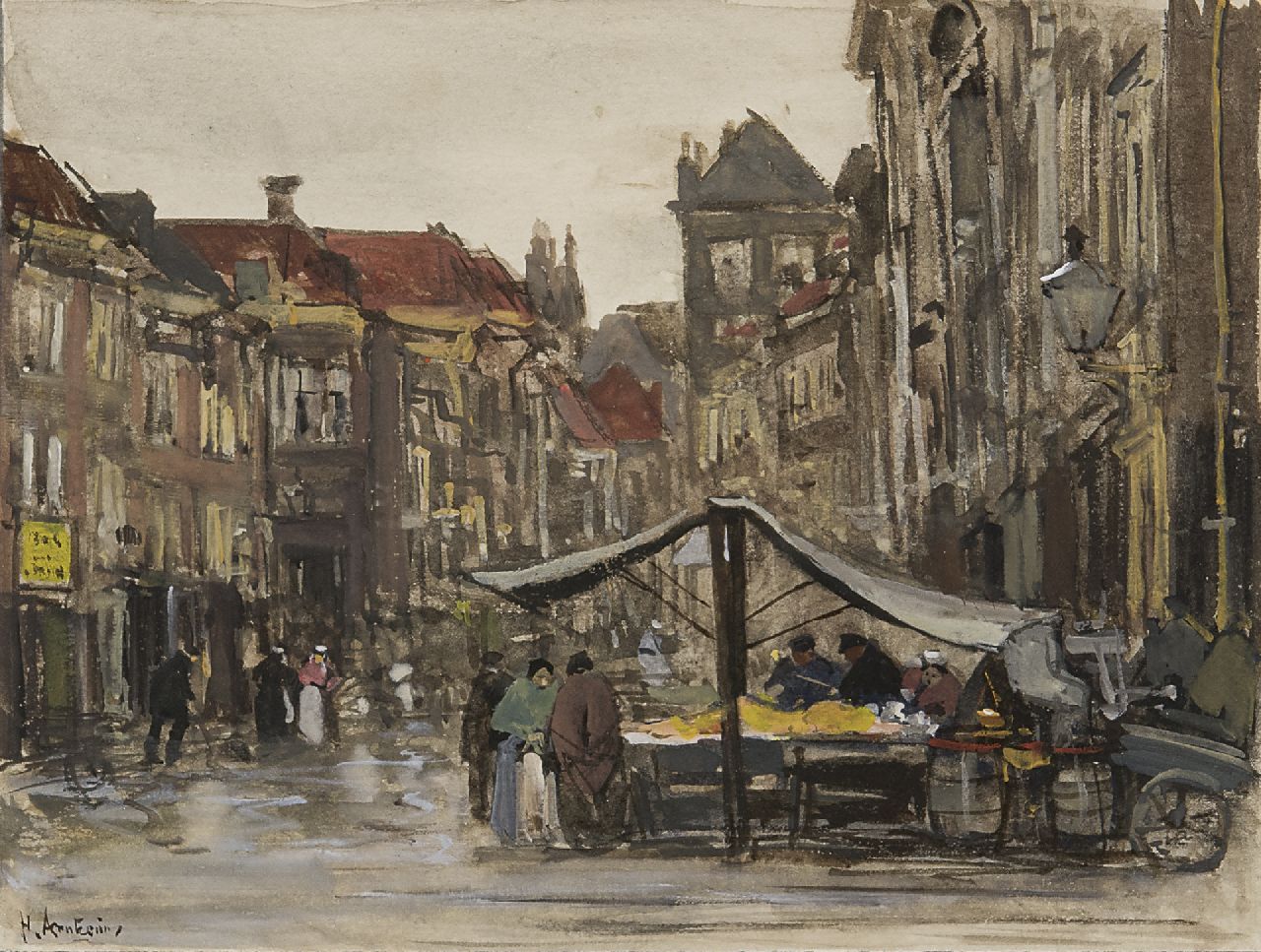 Arntzenius P.F.N.J. | Pieter Florentius Nicolaas Jacobus 'Floris' Arntzenius, De Voldersgracht, Den Haag, aquarel op papier 12,0 x 16,0 cm, gesigneerd linksonder en te dateren ca. 1888 Arntzenius P.F.N.J. | Pieter Florentius Nicolaas Jacobus 'Floris' Arntzenius, De Voldersgracht, Den Haag, aquarel op papier 12,0 x 16,0 cm, gesigneerd linksonder en te dateren ca. 1888