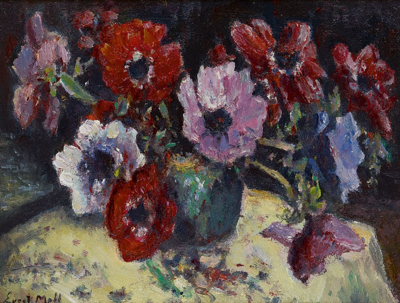 Moll E. | Evert Moll | Schilderijen te koop aangeboden | Anemonen in gemberpot, olieverf op doek 30,5 x 40,1 cm, gesigneerd linksonder Moll E. | Evert Moll | Schilderijen te koop aangeboden | Anemonen in gemberpot, olieverf op doek 30,5 x 40,1 cm, gesigneerd linksonder