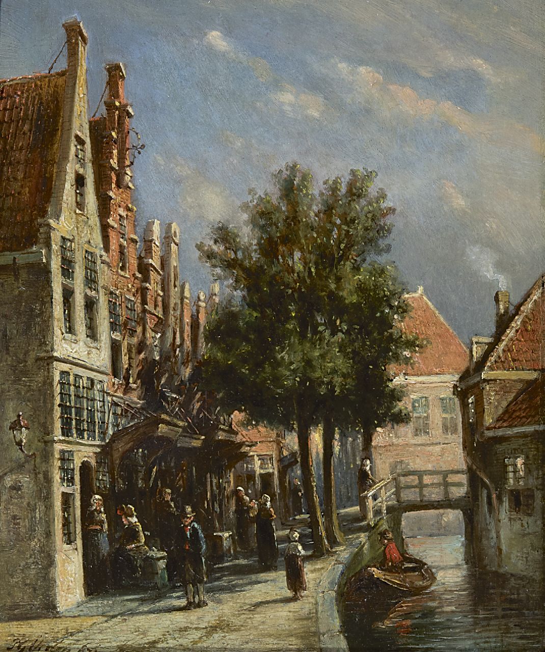 Vertin P.G. | Petrus Gerardus Vertin, Hollands stadsgrachtje, olieverf op paneel 21,9 x 18,0 cm, gesigneerd linksonder en gedateerd '73 Vertin P.G. | Petrus Gerardus Vertin, Hollands stadsgrachtje, olieverf op paneel 21,9 x 18,0 cm, gesigneerd linksonder en gedateerd '73