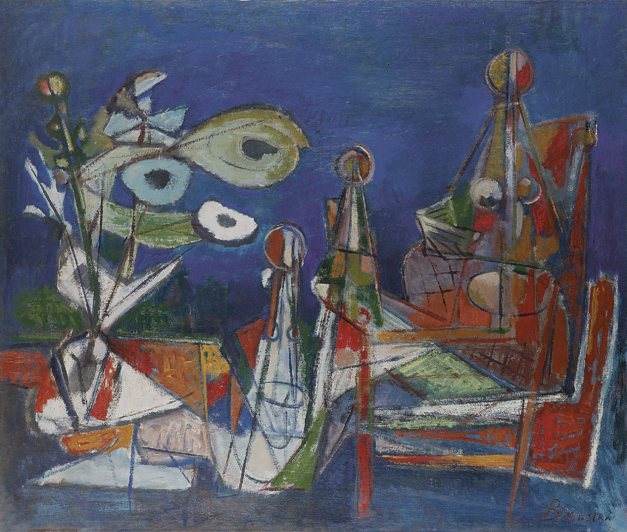 Boonstra K. | Klaas Boonstra, Schilderij I, olieverf op doek 110,7 x 129,8 cm, gesigneerd rechtsonder en te dateren jaren 60 Boonstra K. | Klaas Boonstra, Schilderij I, olieverf op doek 110,7 x 129,8 cm, gesigneerd rechtsonder en te dateren jaren 60