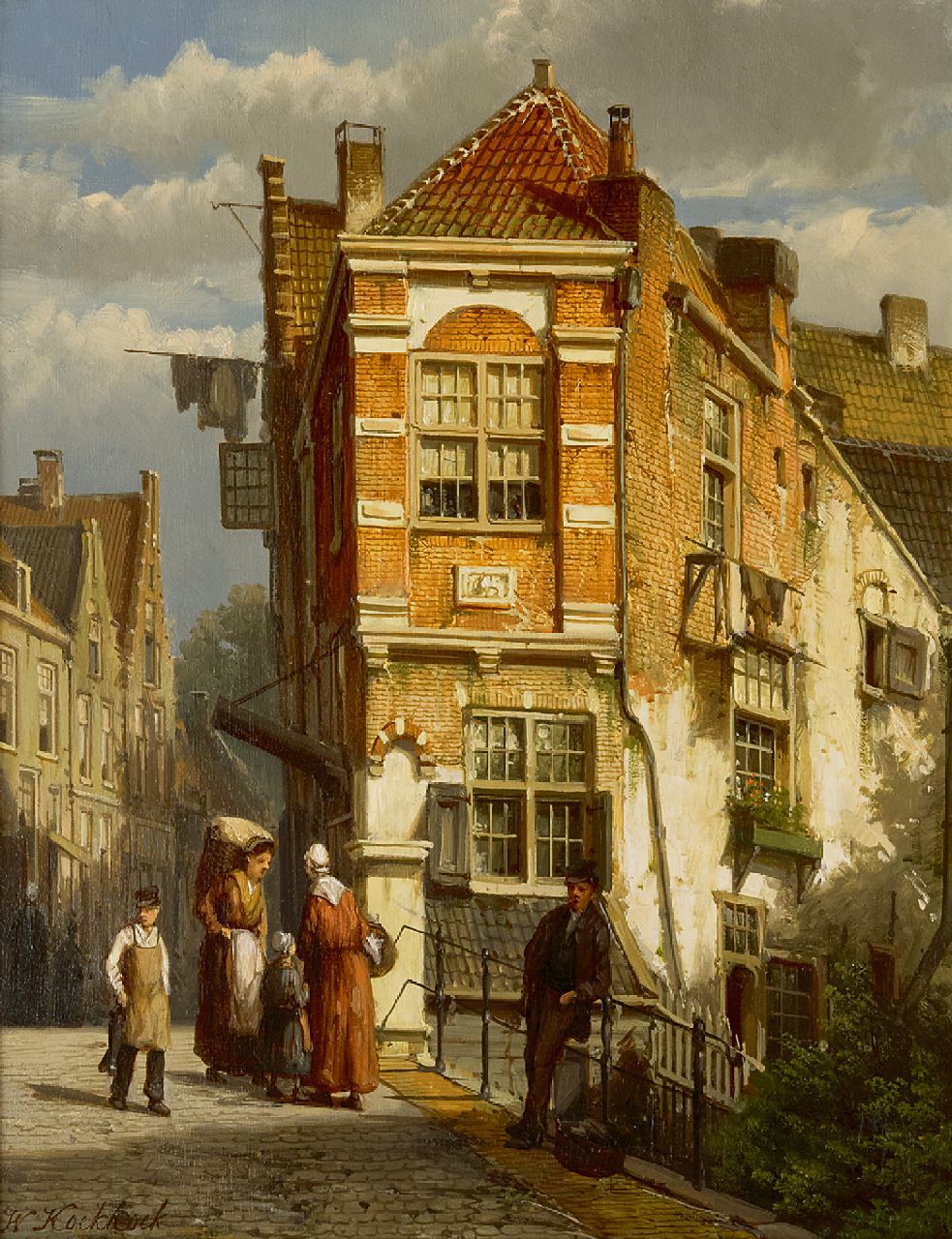 Koekkoek W.  | Willem Koekkoek, De Scherpe Hoek in Culemborg, olieverf op paneel 35,0 x 27,5 cm, gesigneerd linksonder