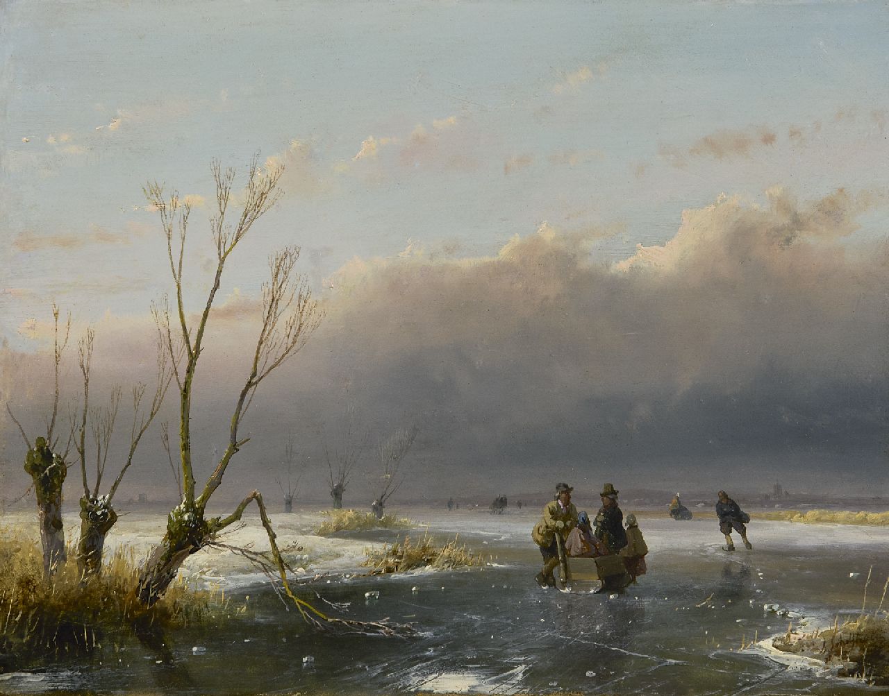 Schelfhout A. | Andreas Schelfhout, Schaatsers in een weids winterlandschap, olieverf op paneel 21,1 x 26,9 cm, gesigneerd rechtsonder en gedateerd '46 Schelfhout A. | Andreas Schelfhout, Schaatsers in een weids winterlandschap, olieverf op paneel 21,1 x 26,9 cm, gesigneerd rechtsonder en gedateerd '46