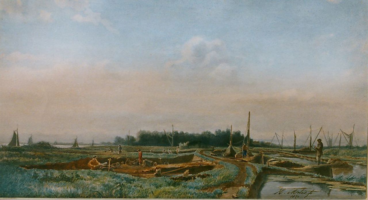 Mélis H.J. | Henricus Joannes Mélis, Droogmaling der plassen in Schieland, aquarel op papier 26,0 x 46,0 cm, gesigneerd rechtsonder en gedateerd 1870 Mélis H.J. | Henricus Joannes Mélis, Droogmaling der plassen in Schieland, aquarel op papier 26,0 x 46,0 cm, gesigneerd rechtsonder en gedateerd 1870