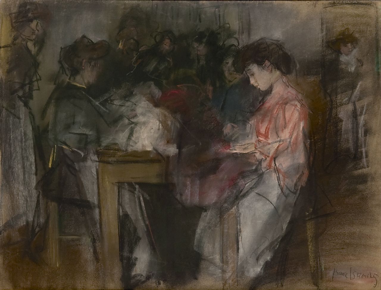 Israels I.L.  | 'Isaac' Lazarus Israels, Naaiatelier van modehuis Paquin, Parijs, potlood en pastel op papier 49,6 x 64,3 cm, gesigneerd rechtsonder en te dateren ca. 1904