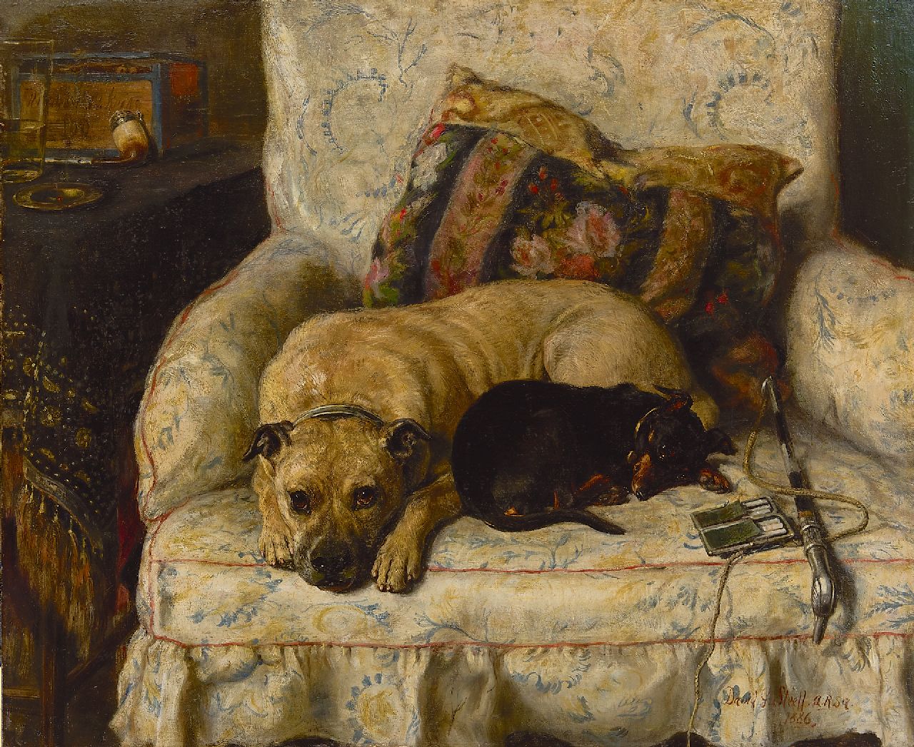 Steell D.G.  | David George Steell, Vic. and Jommy (Beauty and the Beast), olieverf op doek 63,6 x 76,5 cm, gesigneerd rechtsonder en gedateerd 1886