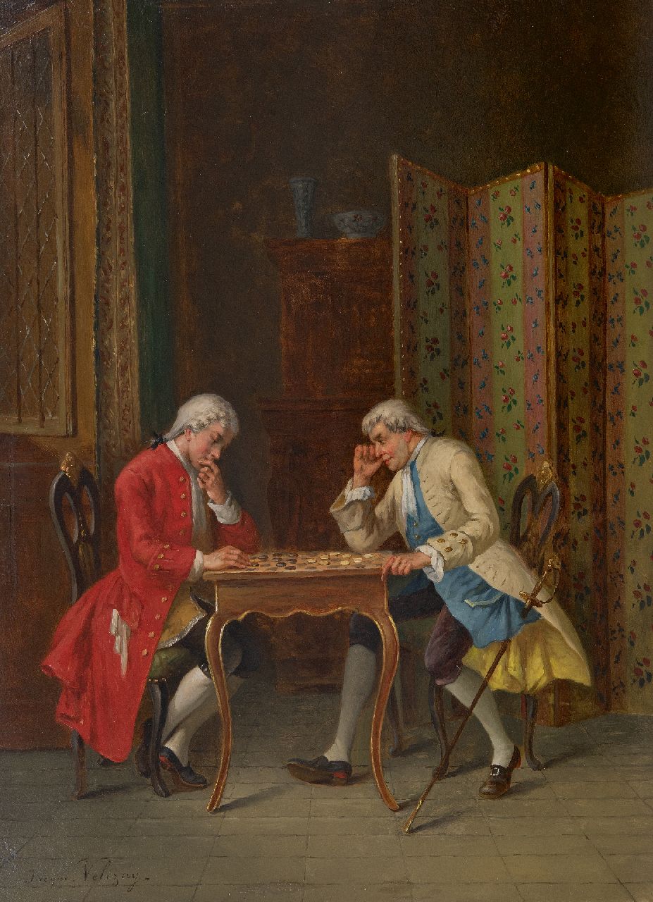 Velizay J.  | Jacques Velizay | Schilderijen te koop aangeboden | De dampartij, olieverf op paneel 54,0 x 39,7 cm, gesigneerd linksonder en zonder lijst