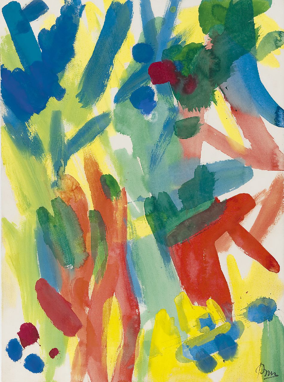Benner G.  | Gerrit Benner, Figuren in het bos, acryl op papier 75,6 x 55,9 cm, gesigneerd rechtsonder en te dateren jaren 60