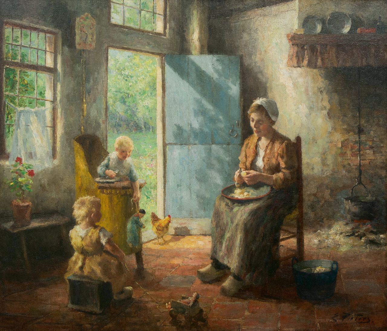 Pieters E.  | Evert Pieters, Huiselijk geluk, olieverf op doek 79,2 x 93,3 cm, gesigneerd rechtsonder