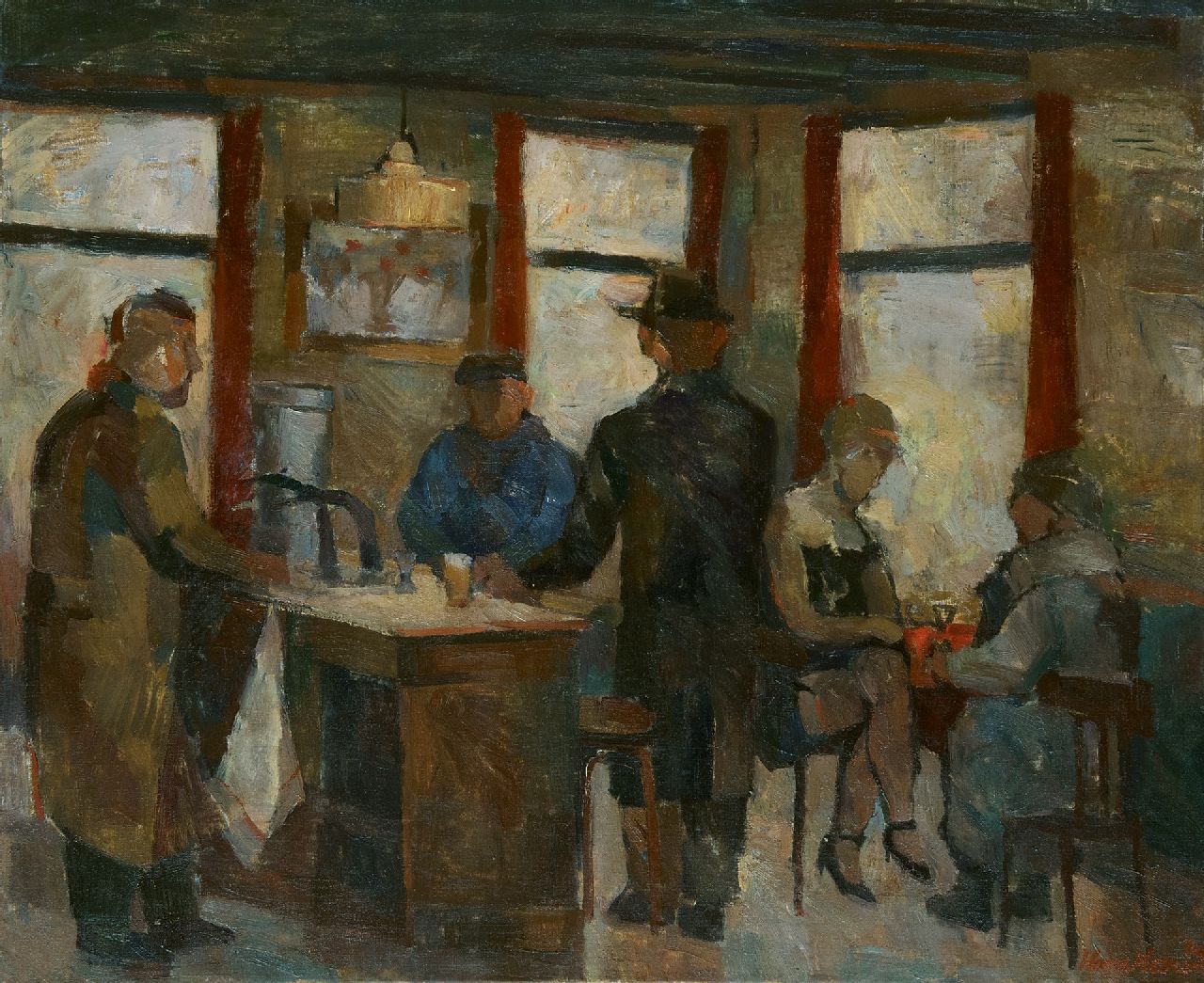 Heeren J.H.P.G. | Johannes Petrus George 'Hans' Heeren | Schilderijen te koop aangeboden | Café-interieur, Middelburg, olieverf op doek 100,0 x 120,5 cm, gesigneerd rechtsonder en gedateerd '69 Heeren J.H.P.G. | Johannes Petrus George 'Hans' Heeren | Schilderijen te koop aangeboden | Café-interieur, Middelburg, olieverf op doek 100,0 x 120,5 cm, gesigneerd rechtsonder en gedateerd '69