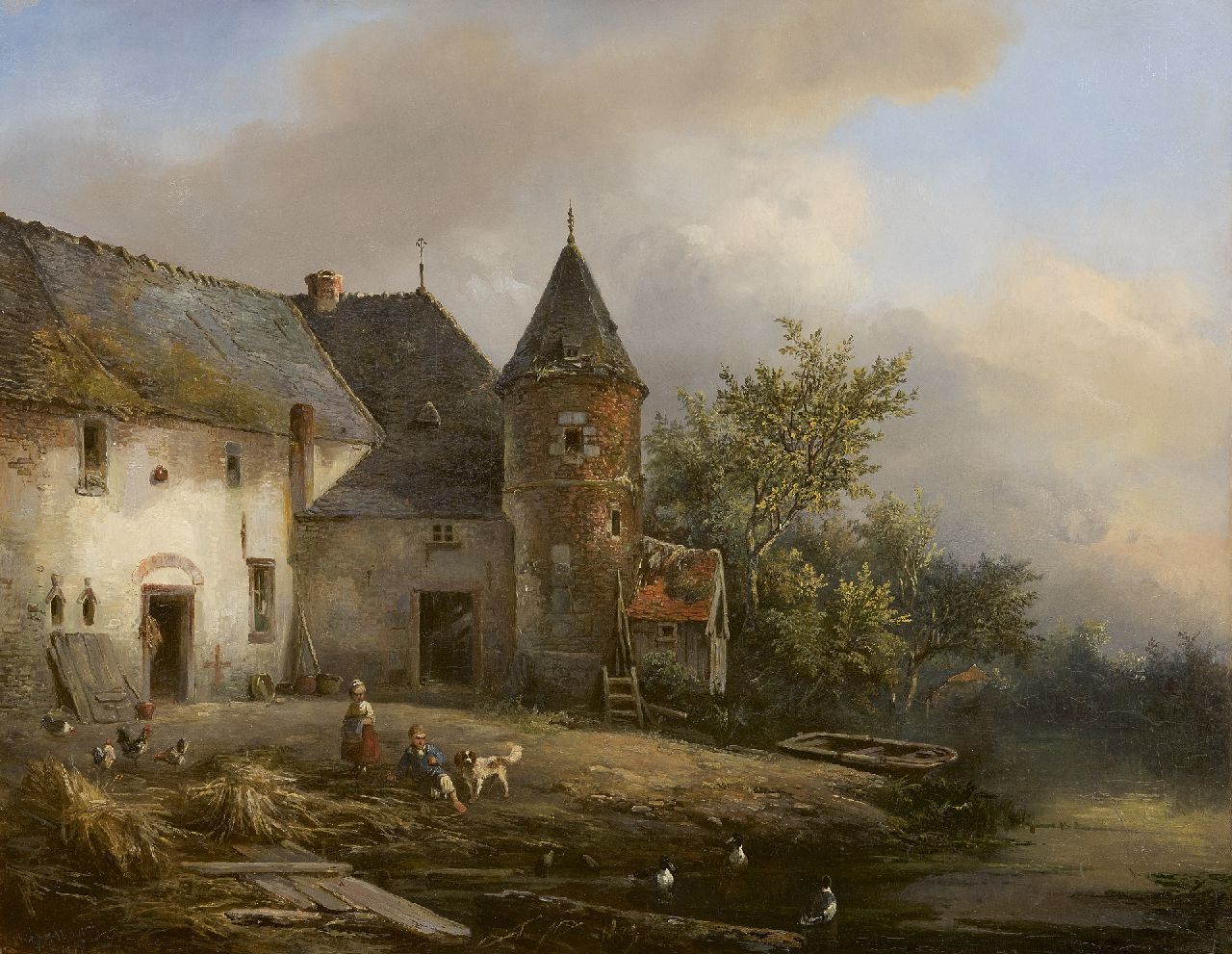 Wagner W.G. | Willem George Wagner, Spelende kinderen op een boerenerf, olieverf op paneel 61,0 x 77,1 cm, gesigneerd linksonder Wagner W.G. | Willem George Wagner, Spelende kinderen op een boerenerf, olieverf op paneel 61,0 x 77,1 cm, gesigneerd linksonder