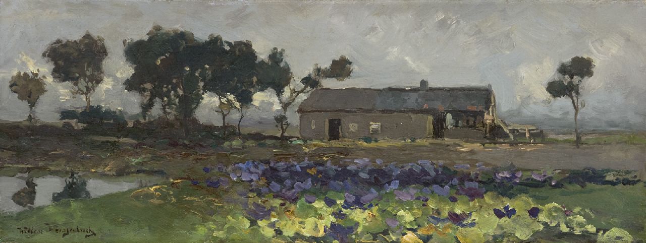 Weissenbruch W.J.  | 'Willem' Johannes Weissenbruch, Landschap met koolveld, olieverf op doek 21,5 x 56,4 cm, gesigneerd linksonder