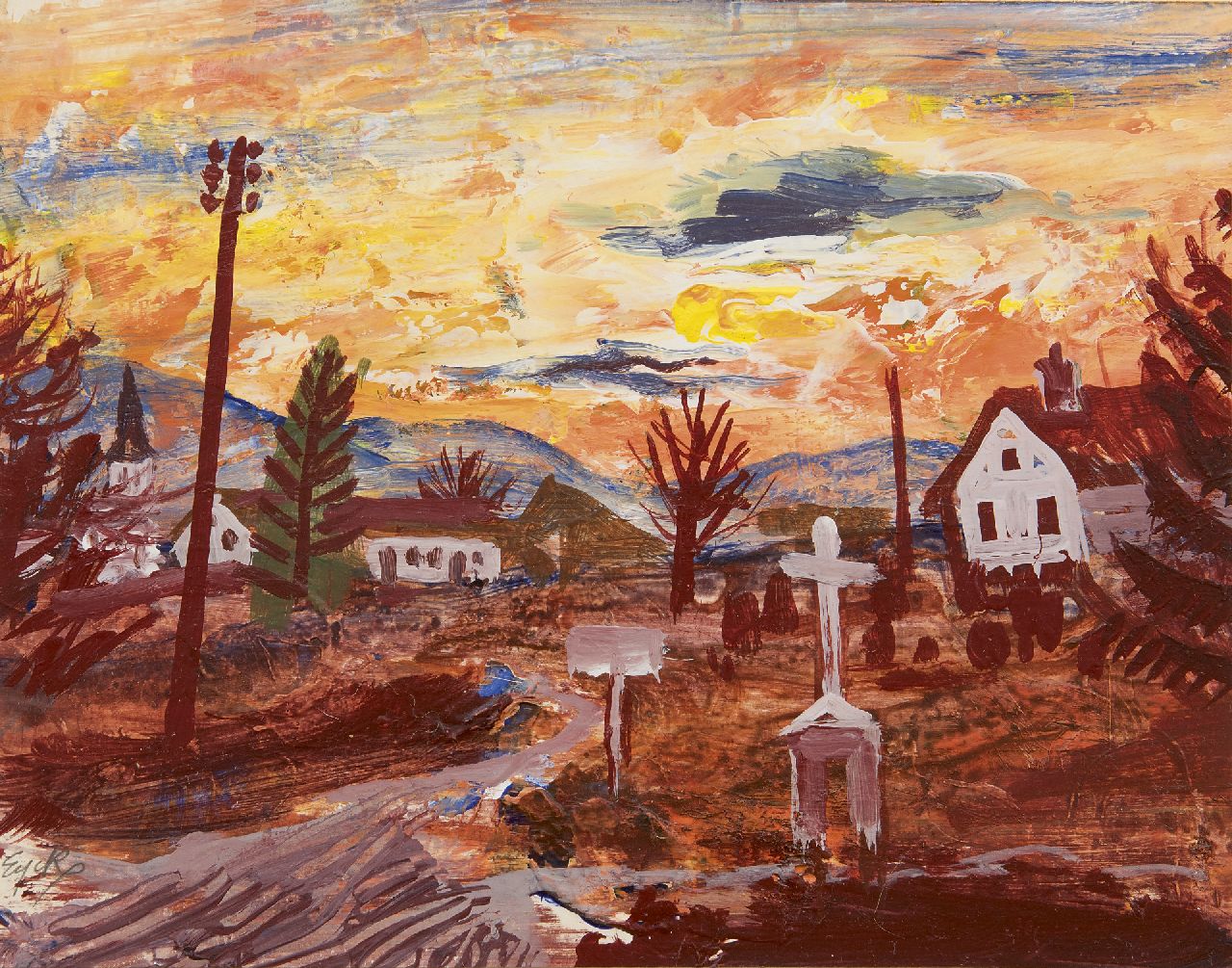 Eyck Ch.H. | 'Charles' Hubert Eyck, Landschap bij Schimmert, gouache op papier 17,5 x 22,5 cm, gesigneerd linksonder Eyck Ch.H. | 'Charles' Hubert Eyck, Landschap bij Schimmert, gouache op papier 17,5 x 22,5 cm, gesigneerd linksonder