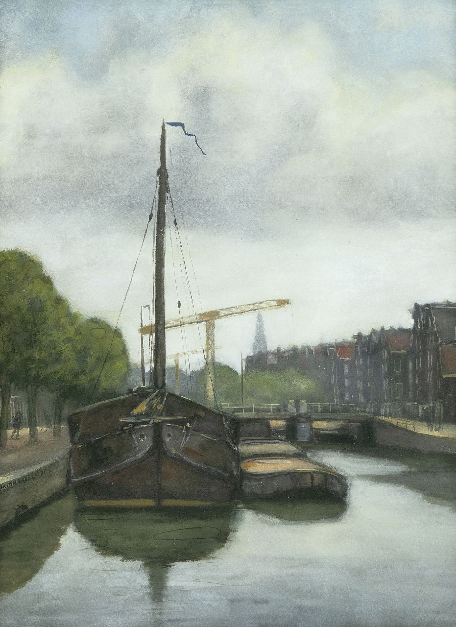 Haaren D.J. van | 'Dirk' Johannes van Haaren | Aquarellen en tekeningen te koop aangeboden | De Brouwersgracht te Amsterdam, gouache op papier 40,5 x 29,8 cm, gesigneerd links van het midden en gedateerd '05