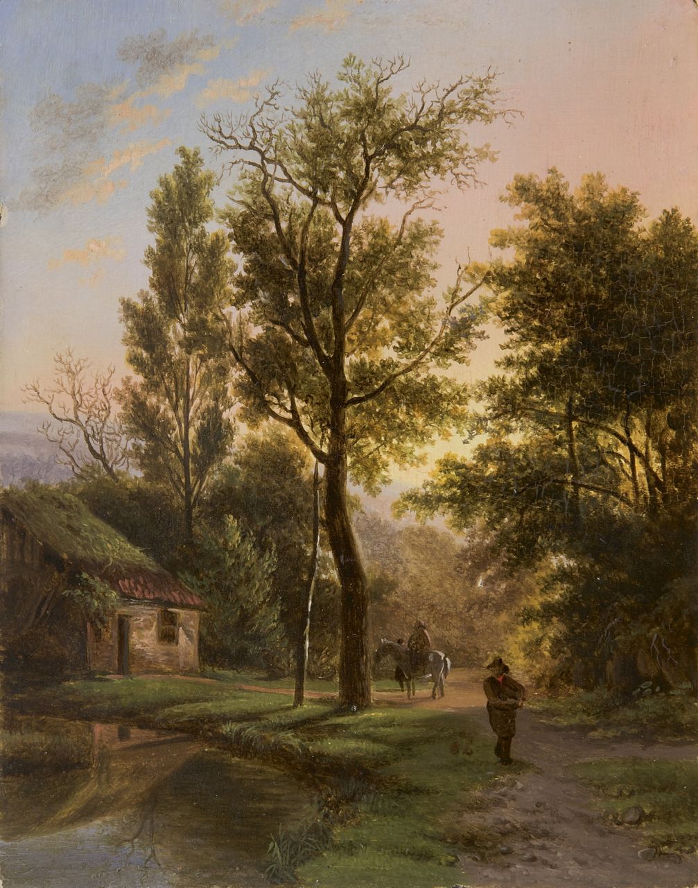 Maris M. | Matthijs Maris, Bospad met reiziger, olieverf op paneel 16,2 x 12,7 cm, te dateren ca. 1852-1855 Maris M. | Matthijs Maris, Bospad met reiziger, olieverf op paneel 16,2 x 12,7 cm, te dateren ca. 1852-1855