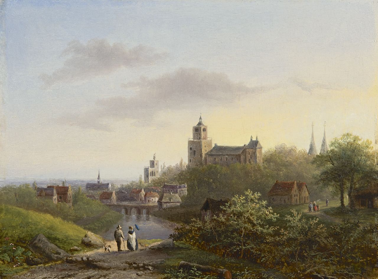 Hekking C.J.A. | Carel Josephus Antonius Hekking | Schilderijen te koop aangeboden | Gezicht op Kleef met de Zwanenburcht en ateliertoren 'Belvédère' van B.C. Koekkoek, olieverf op paneel 25,3 x 34,1 cm, gesigneerd linksonder Hekking C.J.A. | Carel Josephus Antonius Hekking | Schilderijen te koop aangeboden | Gezicht op Kleef met de Zwanenburcht en ateliertoren 'Belvédère' van B.C. Koekkoek, olieverf op paneel 25,3 x 34,1 cm, gesigneerd linksonder