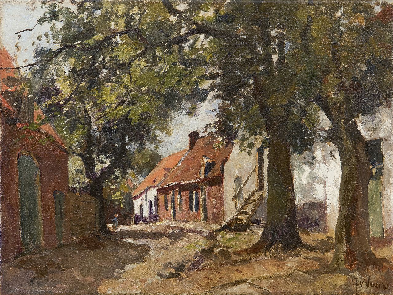 Vuuren J. van | Jan van Vuuren, Straatje in Harderwijk, olieverf op doek 30,3 x 40,3 cm, gesigneerd rechtsonder