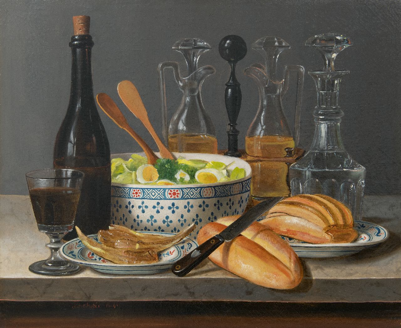 Joncherie G.G. | Gabriel Germain Joncherie | Schilderijen te koop aangeboden | Le déjeuner, olieverf op doek op paneel 50,2 x 61,0 cm, gesigneerd linksonder en gedateerd 1843 Joncherie G.G. | Gabriel Germain Joncherie | Schilderijen te koop aangeboden | Le déjeuner, olieverf op doek op paneel 50,2 x 61,0 cm, gesigneerd linksonder en gedateerd 1843