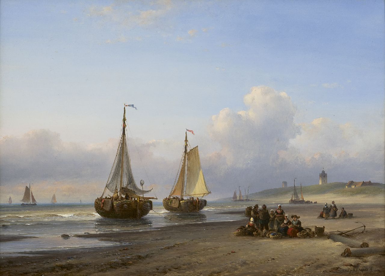 Kleijn L.J. | Lodewijk Johannes Kleijn, Vissersvolk en schuiten op het strand van Scheveningen, olieverf op paneel 30,0 x 40,5 cm, gesigneerd rechtsonder Kleijn L.J. | Lodewijk Johannes Kleijn, Vissersvolk en schuiten op het strand van Scheveningen, olieverf op paneel 30,0 x 40,5 cm, gesigneerd rechtsonder